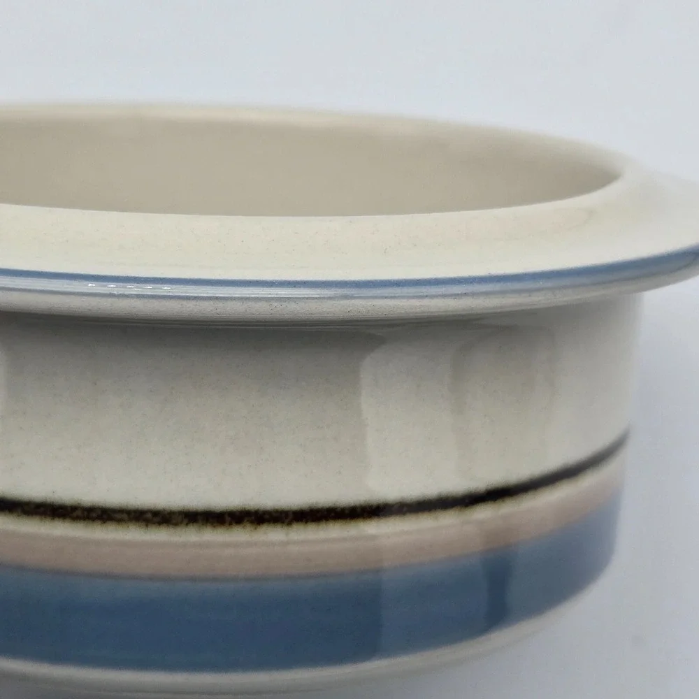 Arabia Finland Uhtua Stoneware Berry Fruit Dessert Bowl Blue Brown Stripe‎ 5.25